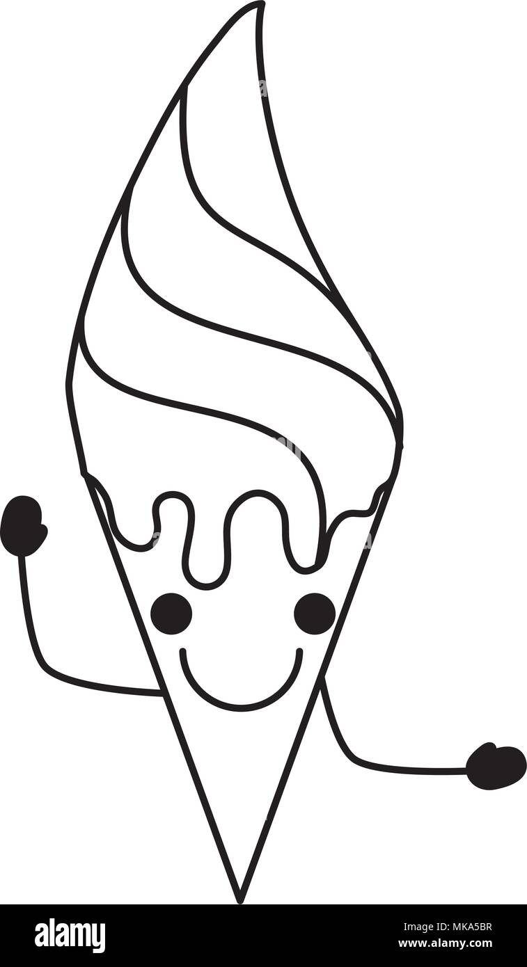 kawaii happy ice cream icon over white background, vector illustration Stock Vector