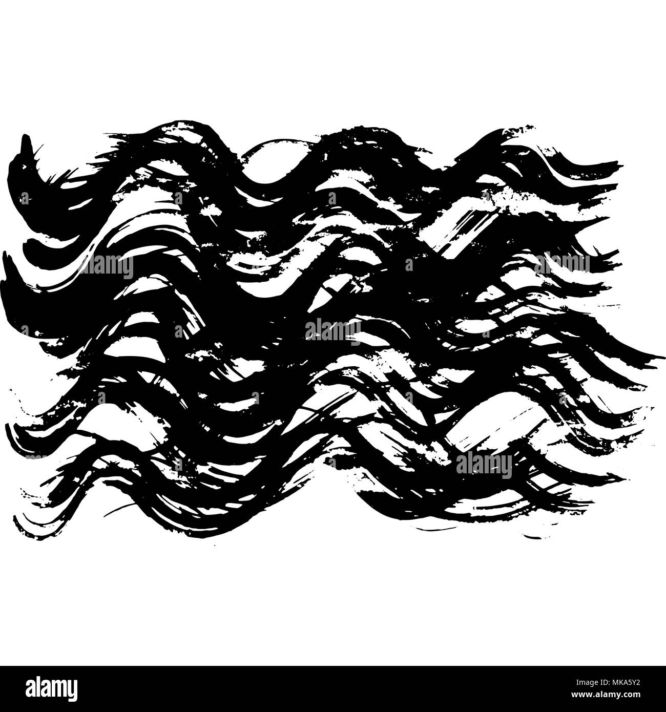 Ink brush background. Vector illustration. Grunge hand drawn watercolor ...
