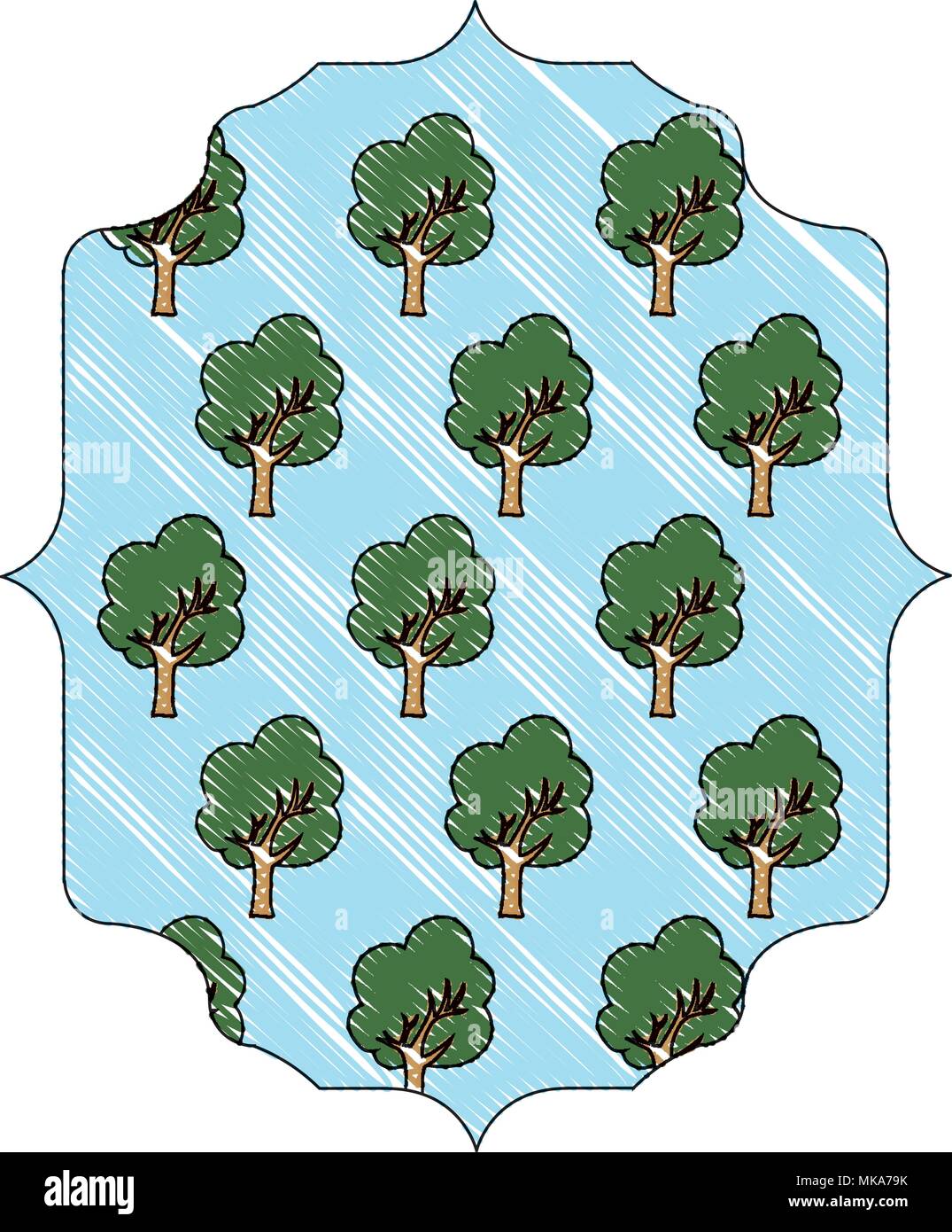 arabic frame with trees pattern over white background, colorful design ...