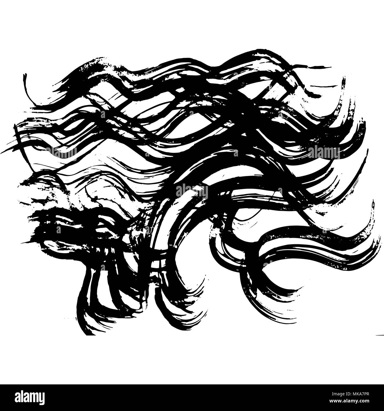 Ink brush background. Vector illustration. Grunge hand drawn watercolor ...