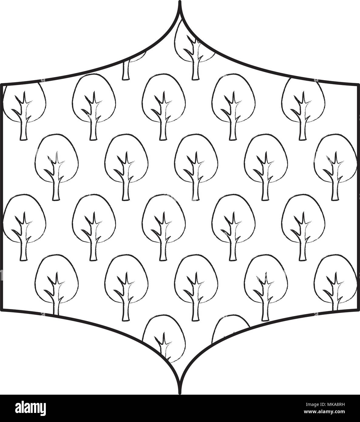 arabic frame with trees pattern over white background, vector ...