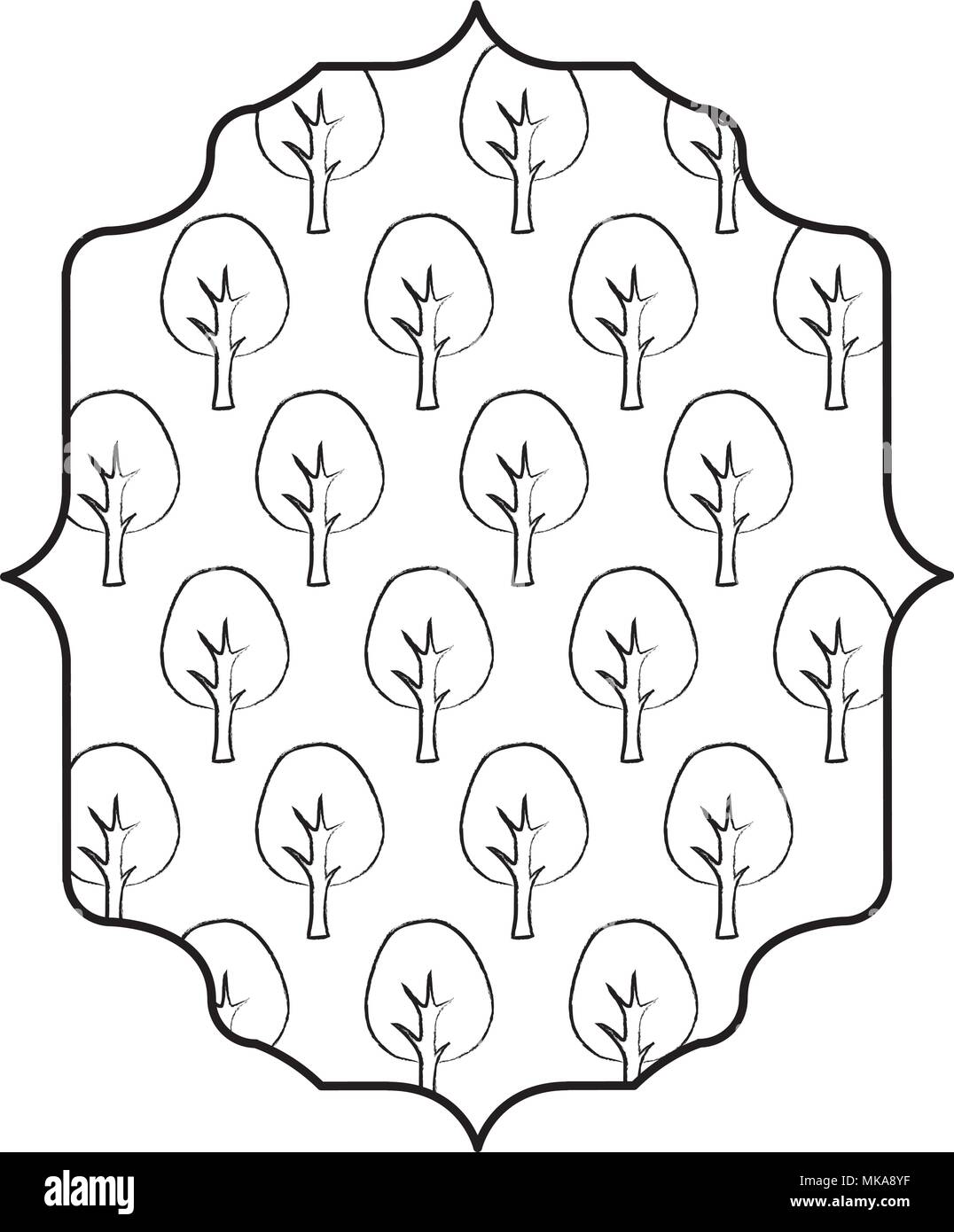 arabic frame with trees pattern over white background, vector ...