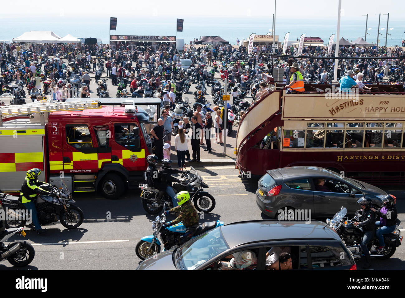 Thousands of people and motorbikes gather for the 40th year of bike