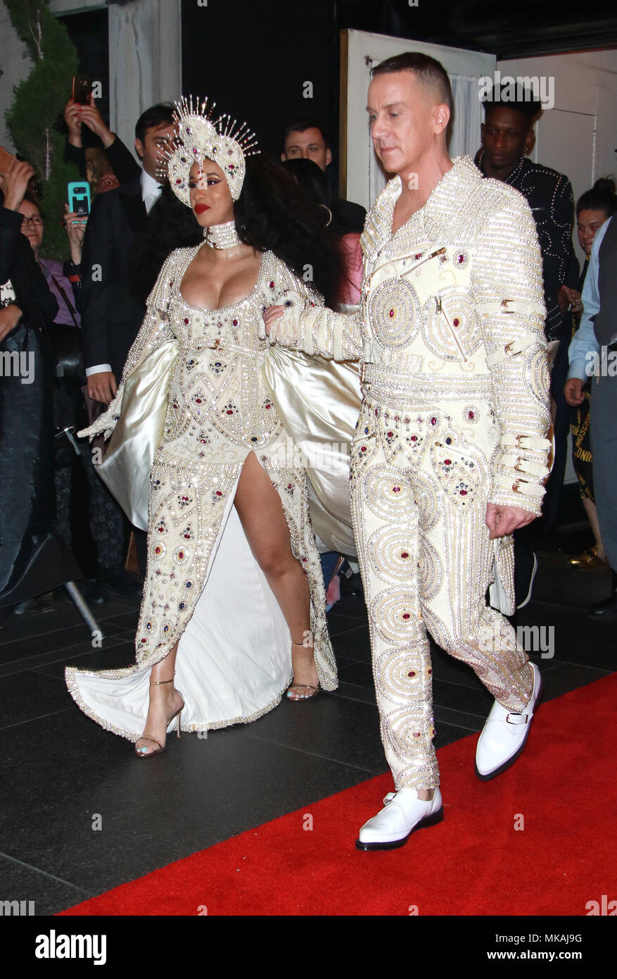 New York, NY, USA. 7th May, 2018. Cardi B and Jeremy Scott seen leaving