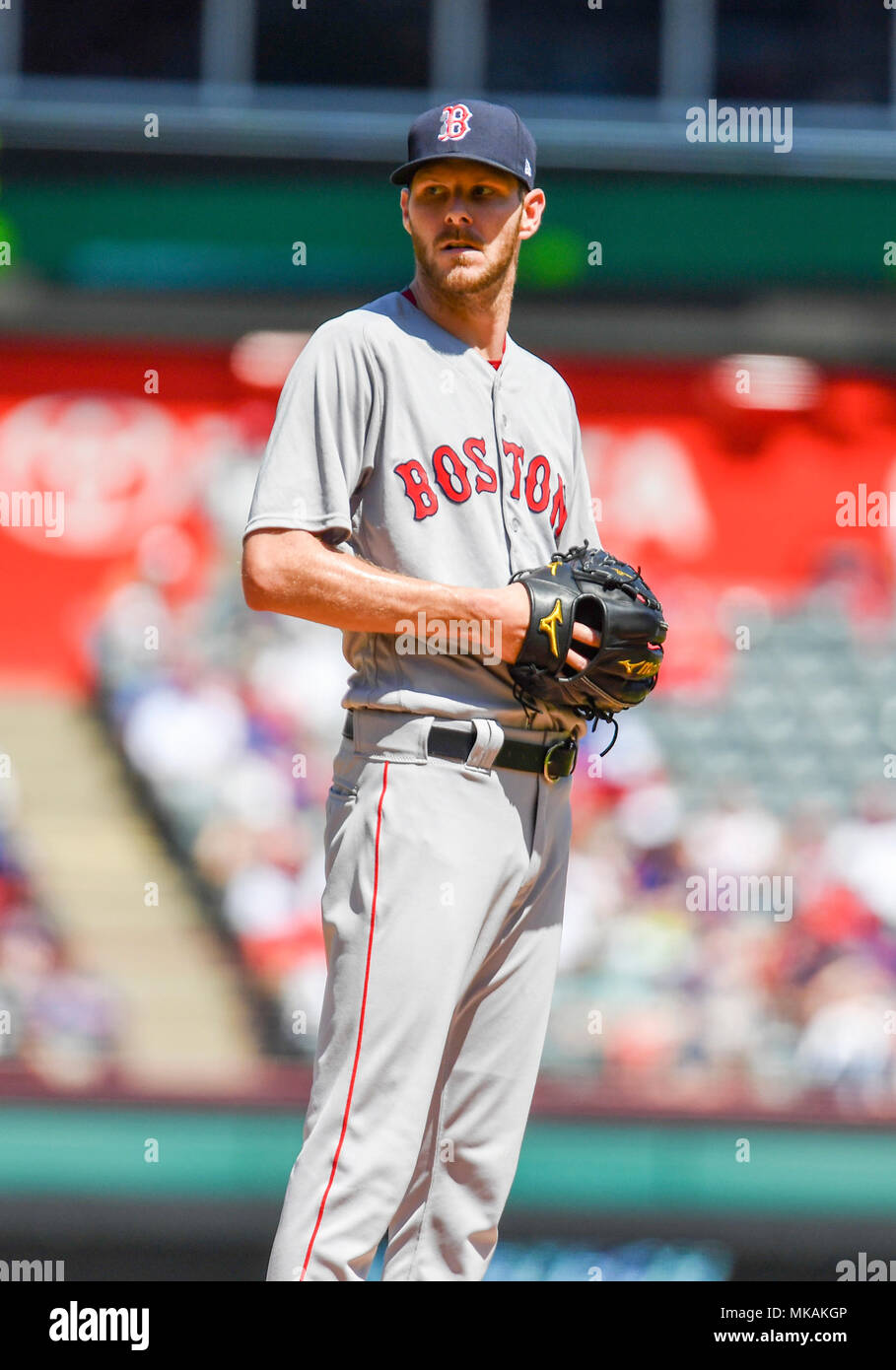 May 06, 2018: Boston Red Sox starting pitcher Chris Sale #41 pitched 7  inning and struck out 12 batters during an MLB game between the Boston Red  Sox and the Texas Rangers