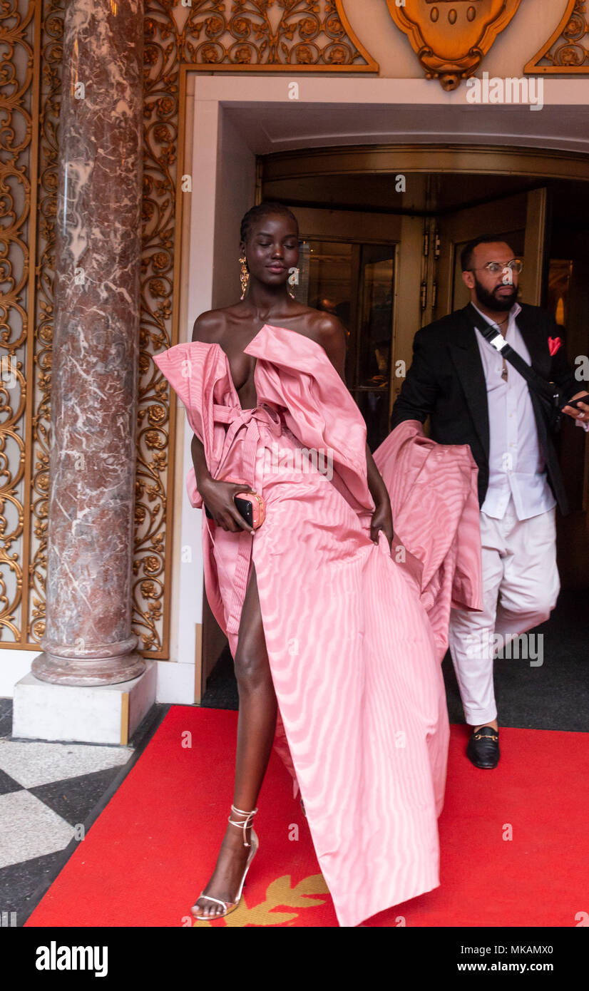New York, NY - May 7, 2018: Adut Akech wearing design by Valentino ...