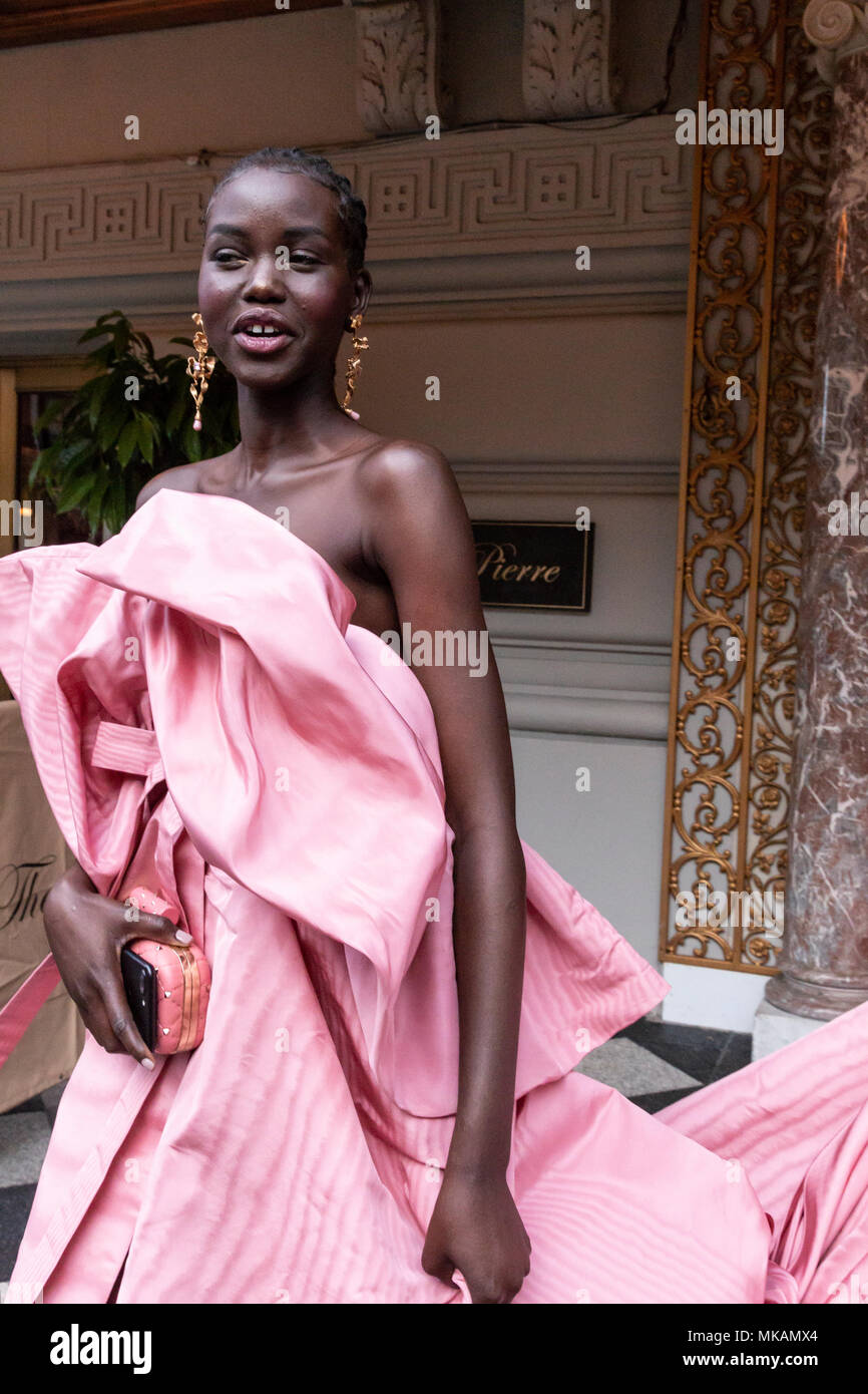 New York, NY - May 7, 2018: Adut Akech wearing design by Valentino ...
