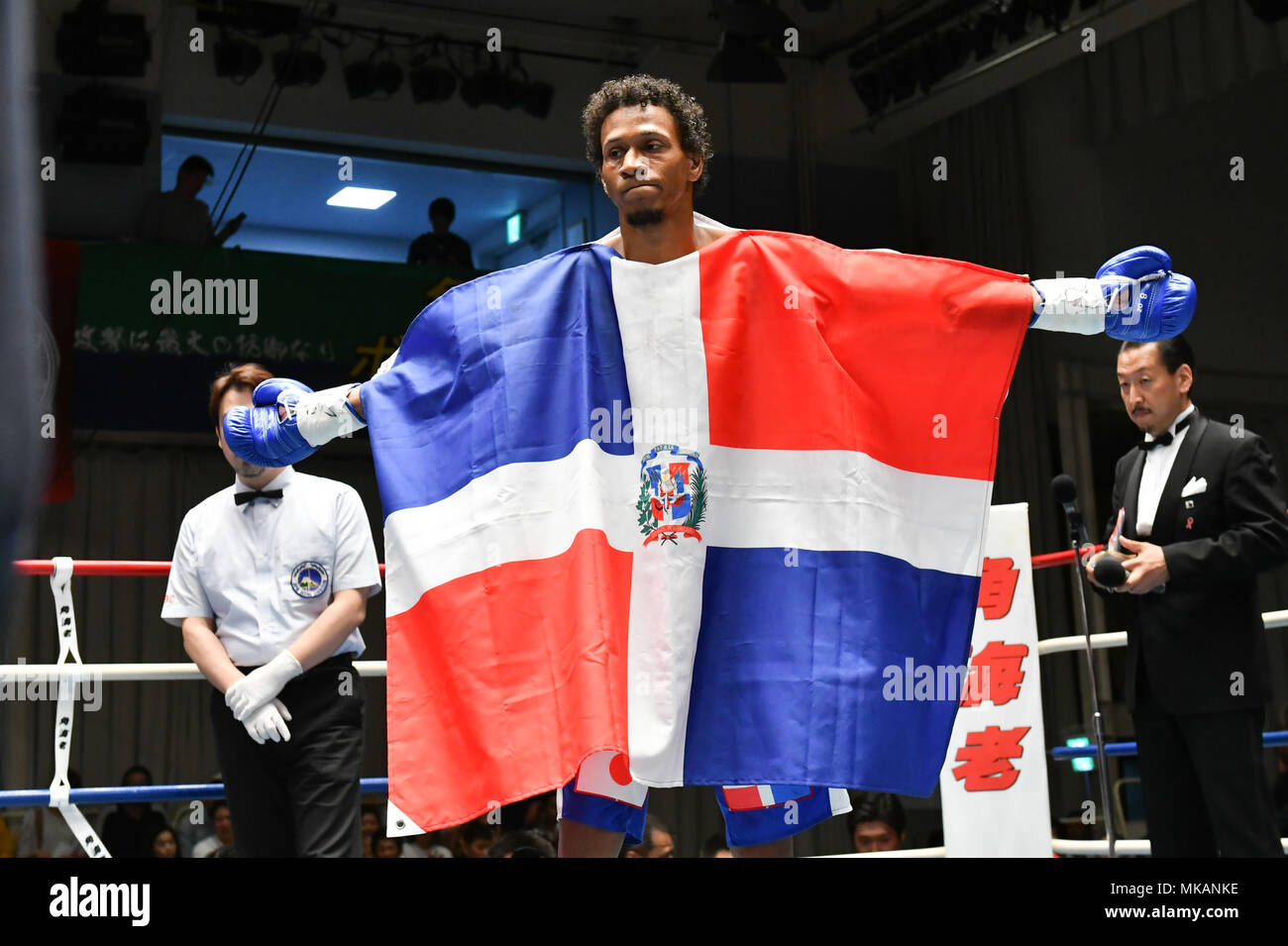 Tokyo, Japan. 7th May, 2018. Desitino Japan (DOM) Boxing : Desitino Japan  (Vladimir Baez) of Dominican Republic before the Japanese super lightweight  title bout at Korakuen Hall in Tokyo, Japan . Credit:
