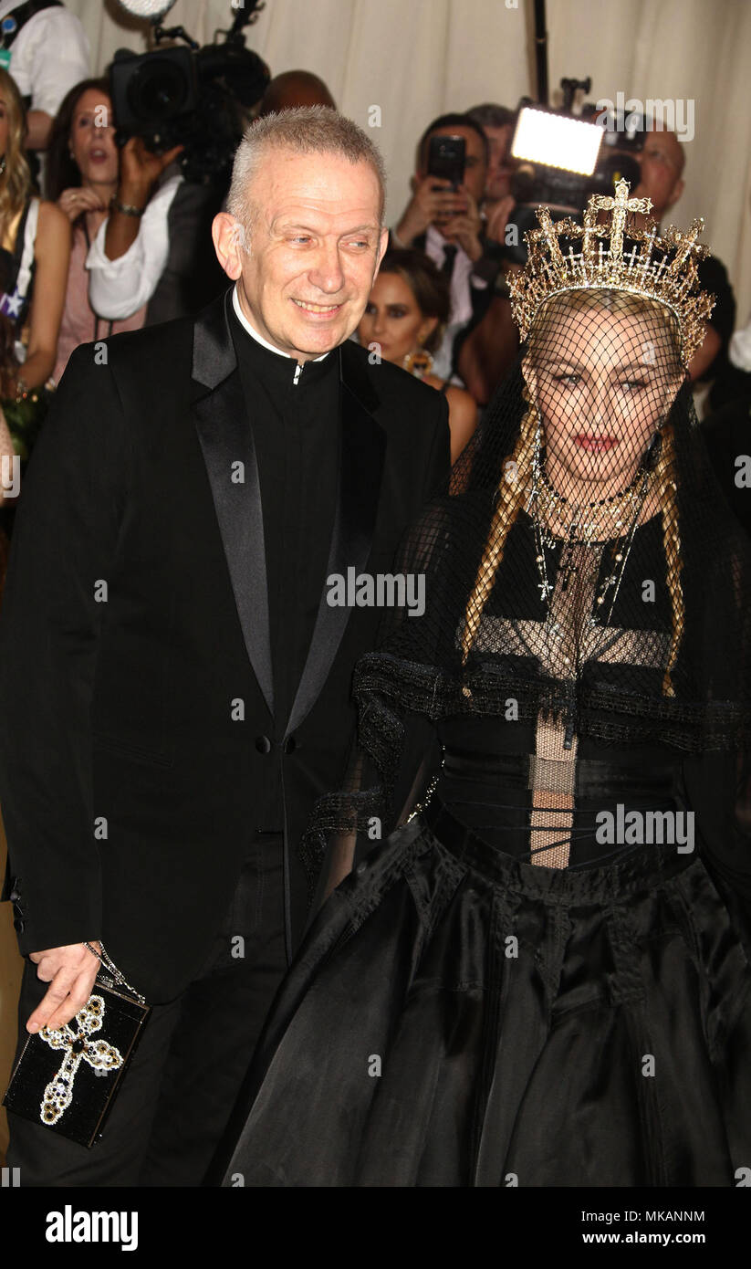 New York City, New York, USA. 7th May, 2018. MADONNA and designer JEAN-PAUL  GAULTIER attend the Costume Institute Benefit celebrating the opening of  Heavenly Bodies: Fashion and the Catholic Imagination exhibit held