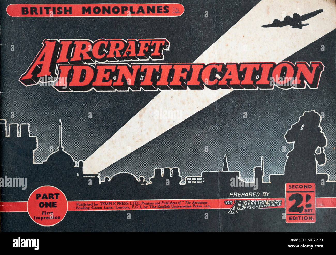 BRITISH MONOPLANES, AIRCRAFT IDENTIFICATION, WORLD WAR TWO, SECOND WORLD WAR, AIRCRAFT Stock Photo