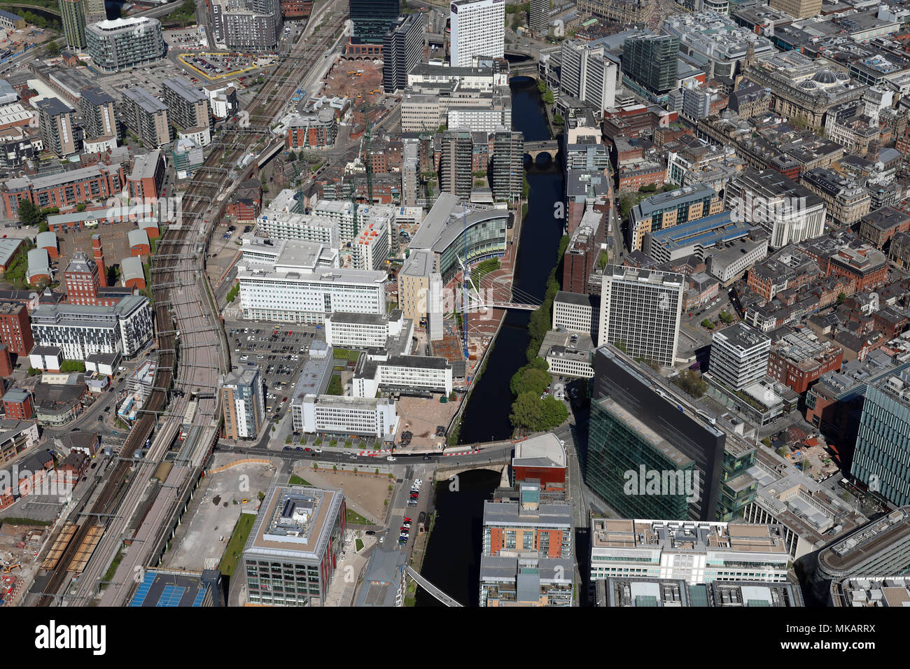 aerial view of Manchester city centre Stock Photo