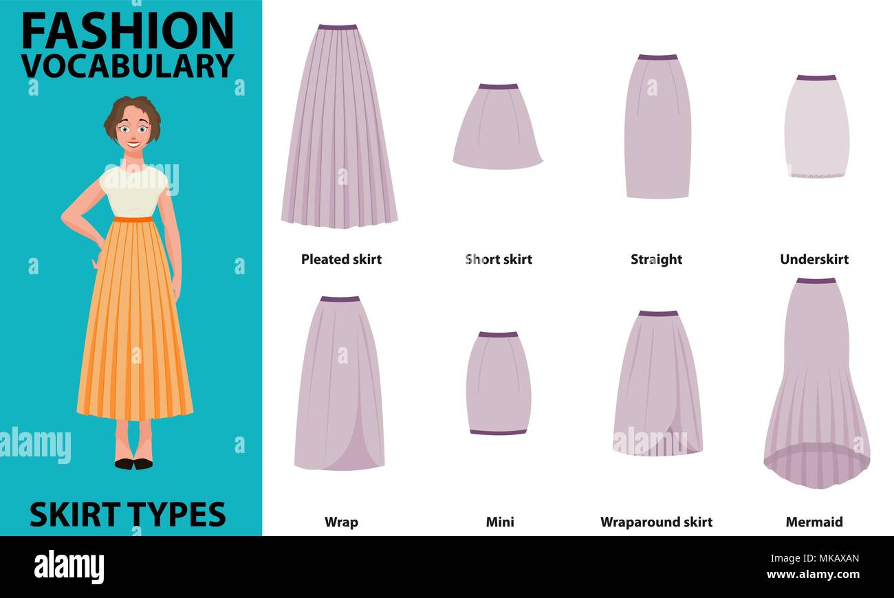 Skirt vocabulary collections of standard classic simple skirts. Many types  of skirts sutable on vector nice vector model Stock Vector Image & Art -  Alamy