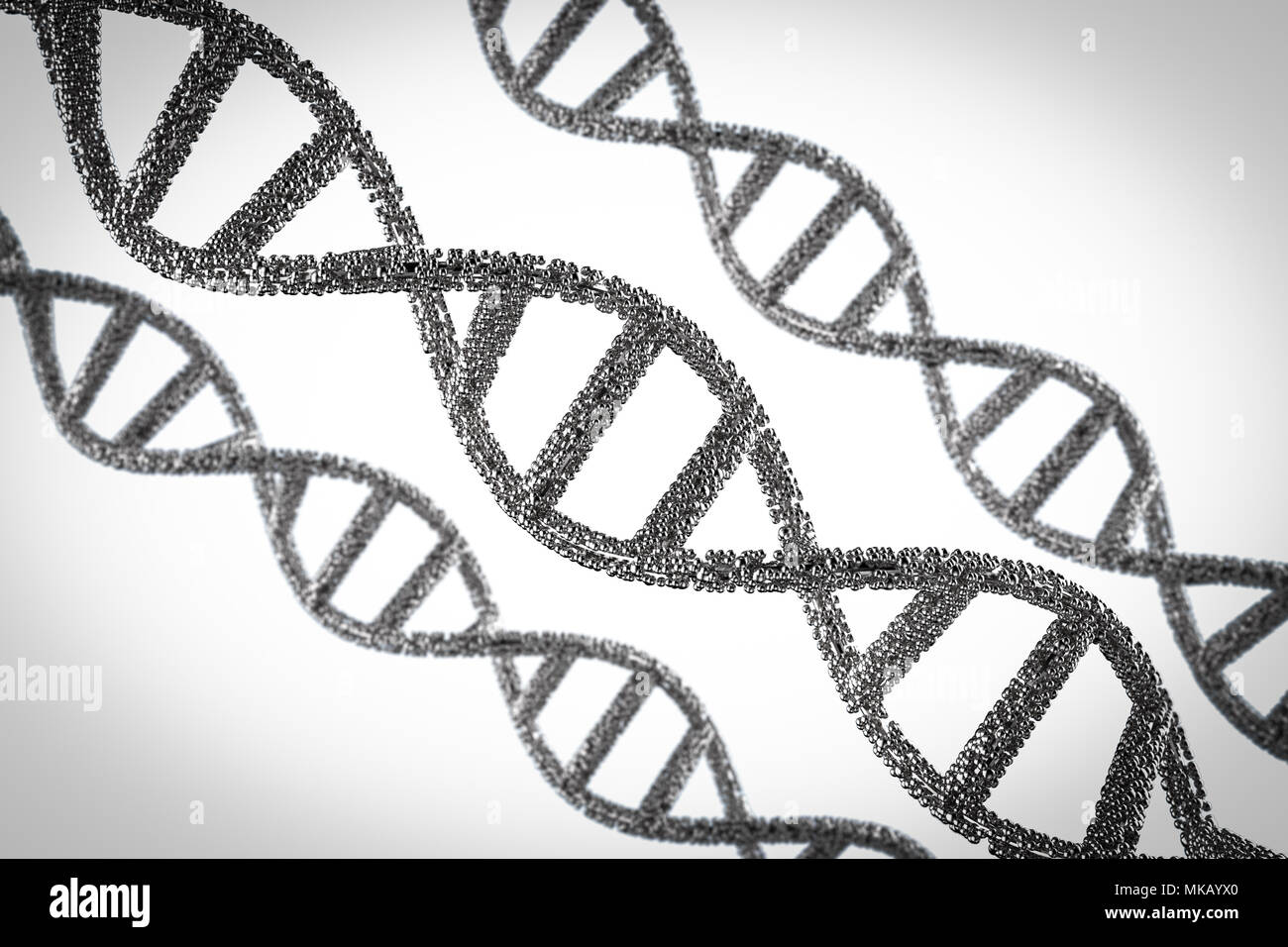 3d rendering silver dna helix or dna structure Stock Photo - Alamy