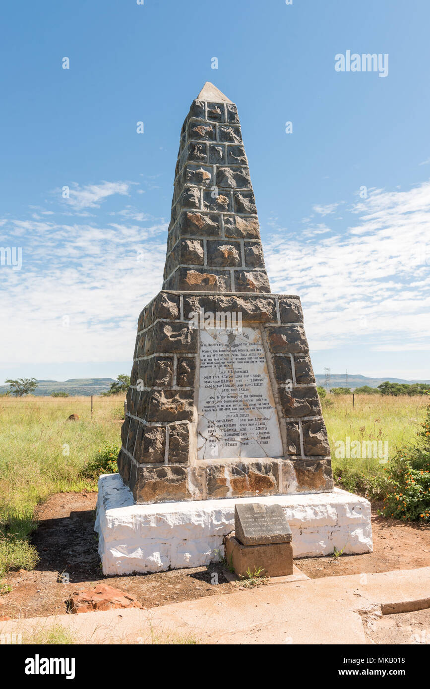 COLENSO, SOUTH AFRICA - MARCH 21, 2018: A monument at the Clouston Garden of Rememberance for British soldiers killed in the battle of Colenso during  Stock Photo