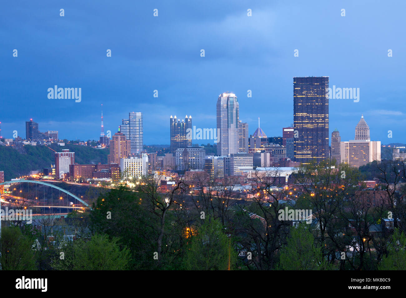 Pittsburgh skyline from Oakland neighborhood, Pennsylvania, USA Stock ...