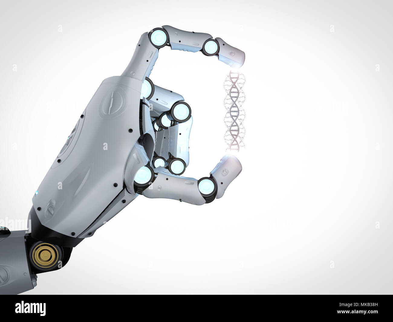 3d rendering robotic hand holding dna helix Stock Photo - Alamy