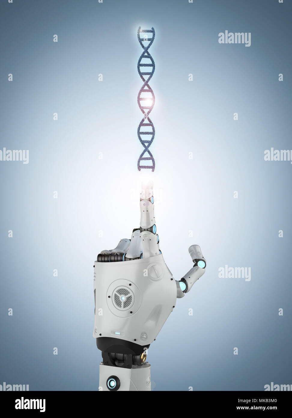 3d rendering robotic hand holding dna helix Stock Photo - Alamy