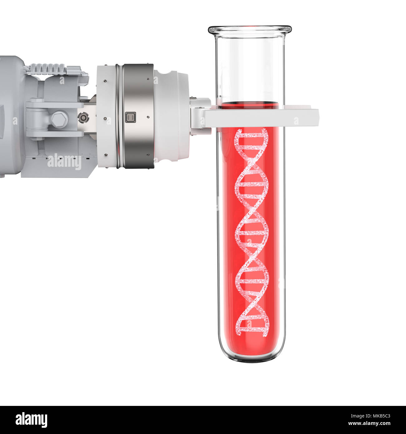 3d rendering robotic hand holding test tube with dna helix Stock Photo ...