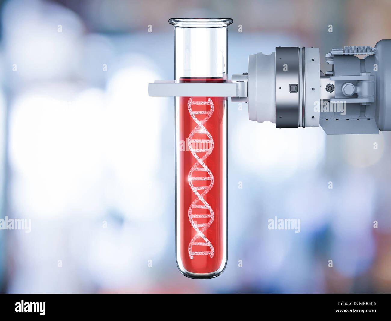 3d rendering robotic hand holding test tube with dna helix Stock Photo ...