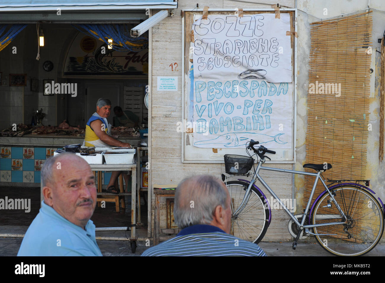 Porto Cesareo, fish shop. Italy. Stock Photo