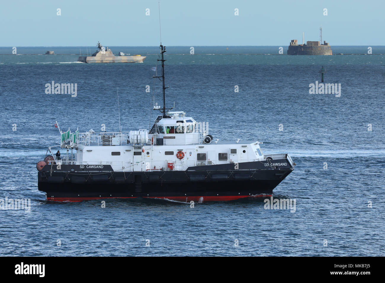 Serco Denholm tender SD Cawsand in Plymouth Sound Stock Photo