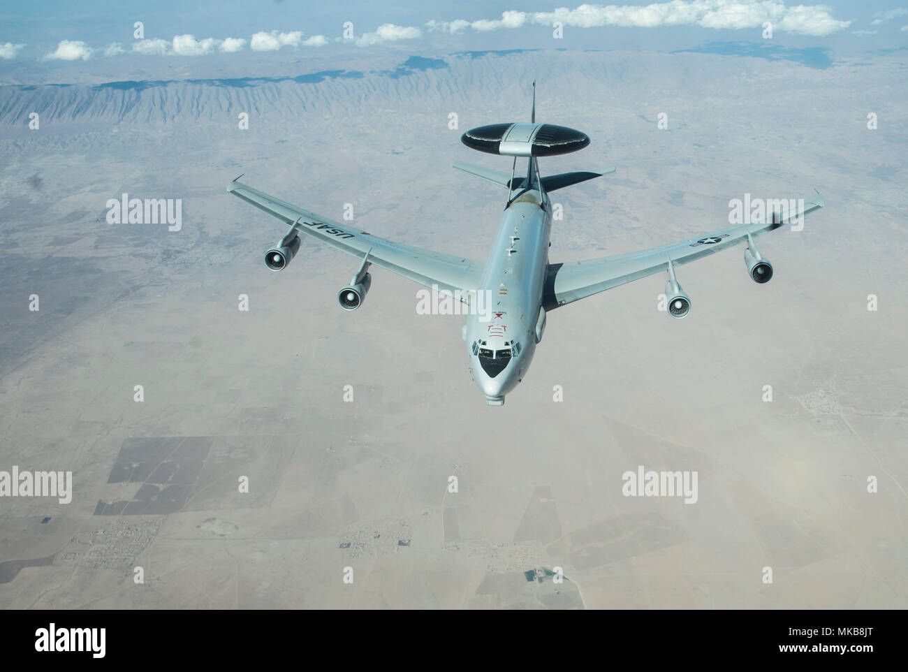 A U S Air Force E 3 Aircraft Warning And Control System Awacs Patrols In Iraqi And Syrian Airspace In Support Of Operation Inherent Resolve Nov 27 17 The E 3 Awacs Provides A Tactical Air