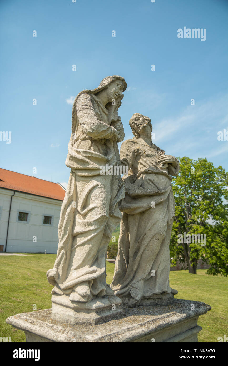 medieval stone statue of saints Stock Photo Alamy