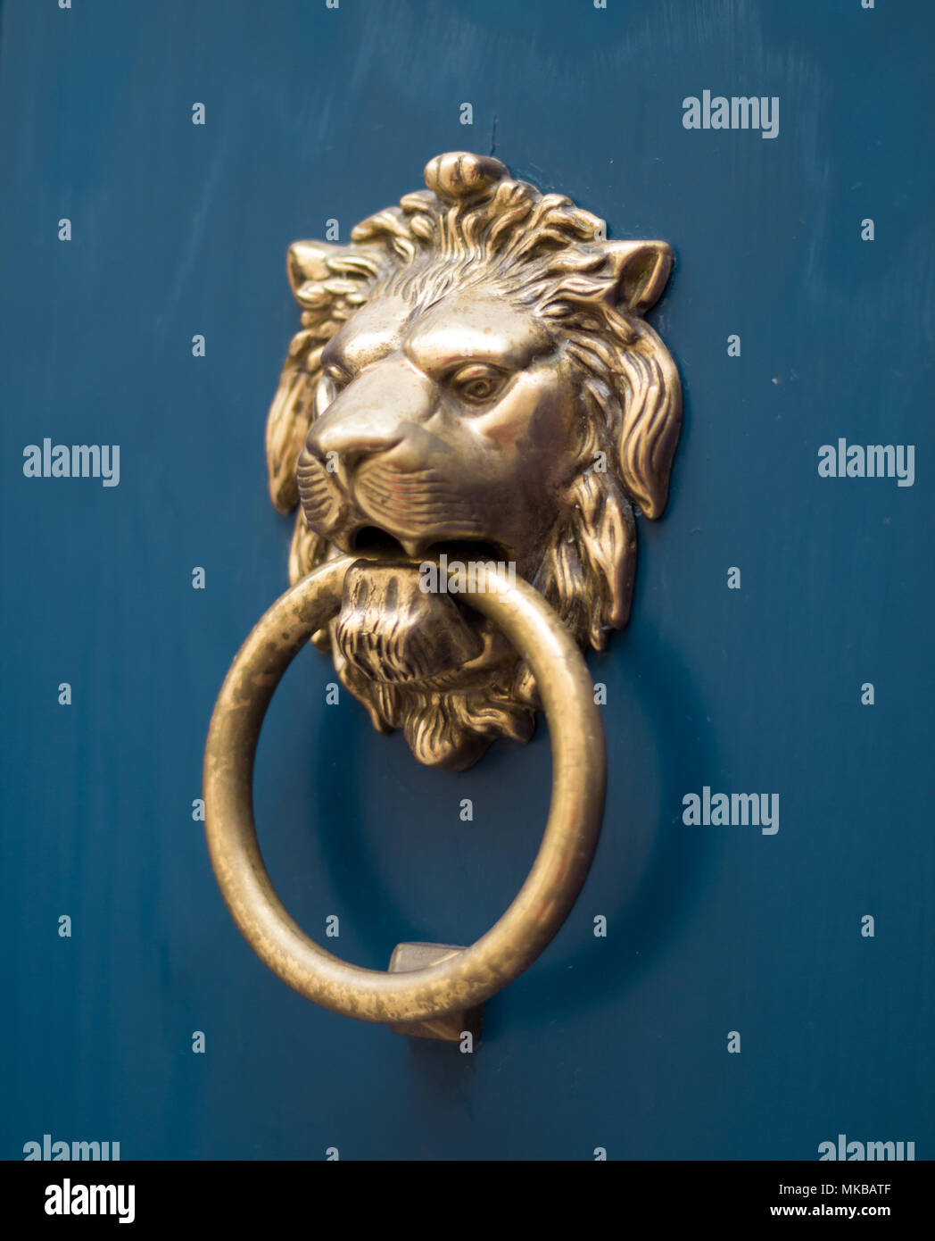 lion head front door knob Stock Photo