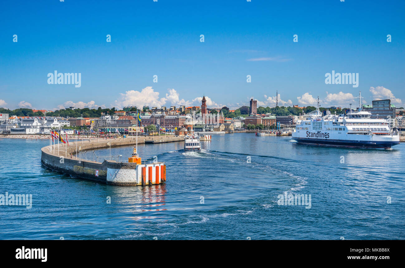 harbour entrance of the Baltic Sea coastal city of Helsingborg, Scania, Sweden Stock Photo