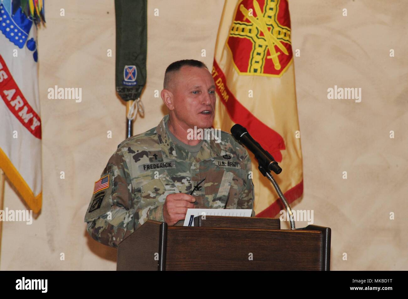 Chaplain (Col.) Mark Frederick, Fort Drum garrison chaplain, addresses