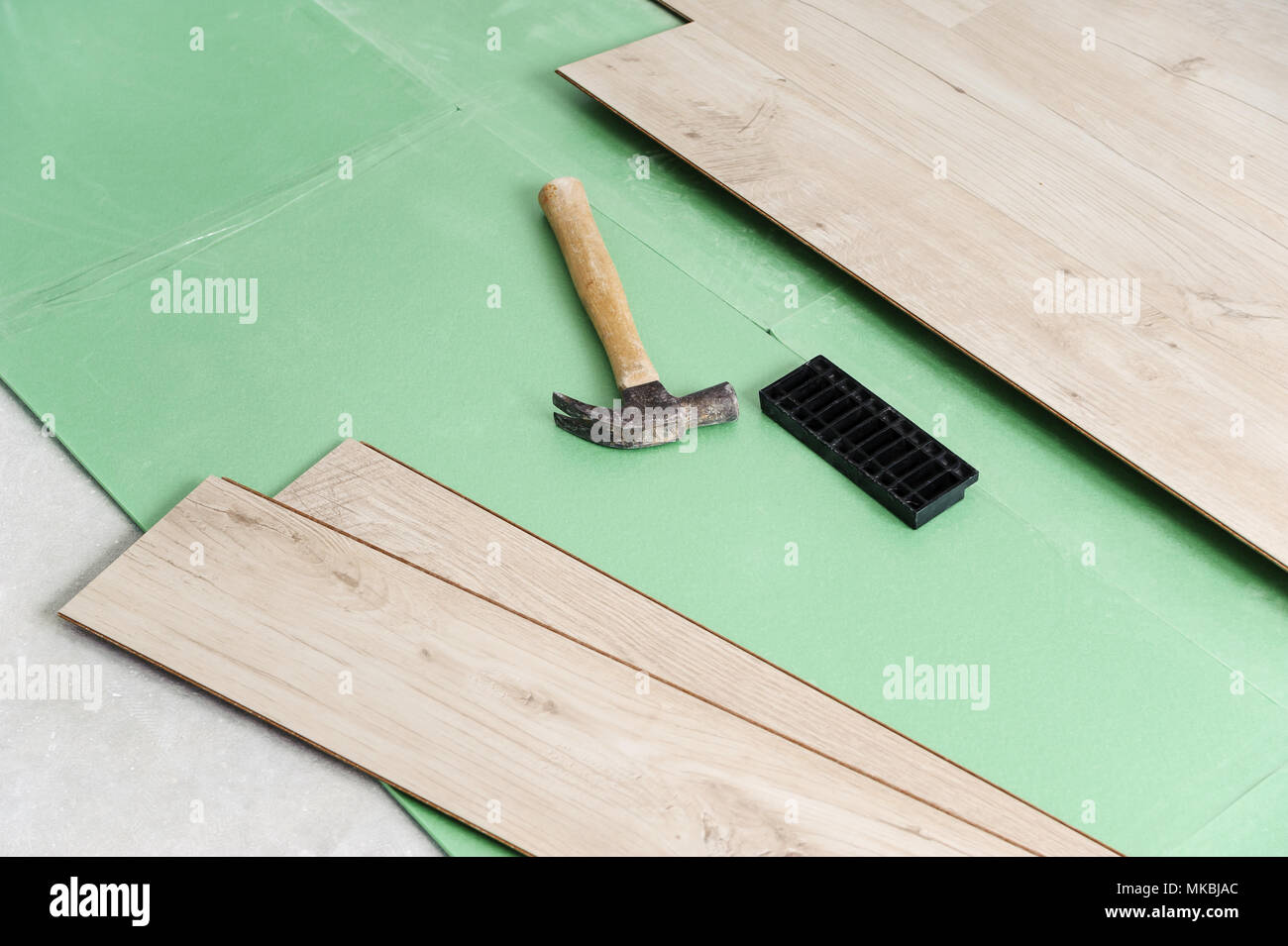 Installing Laminate Flooring Tools For Floor Installation Stock