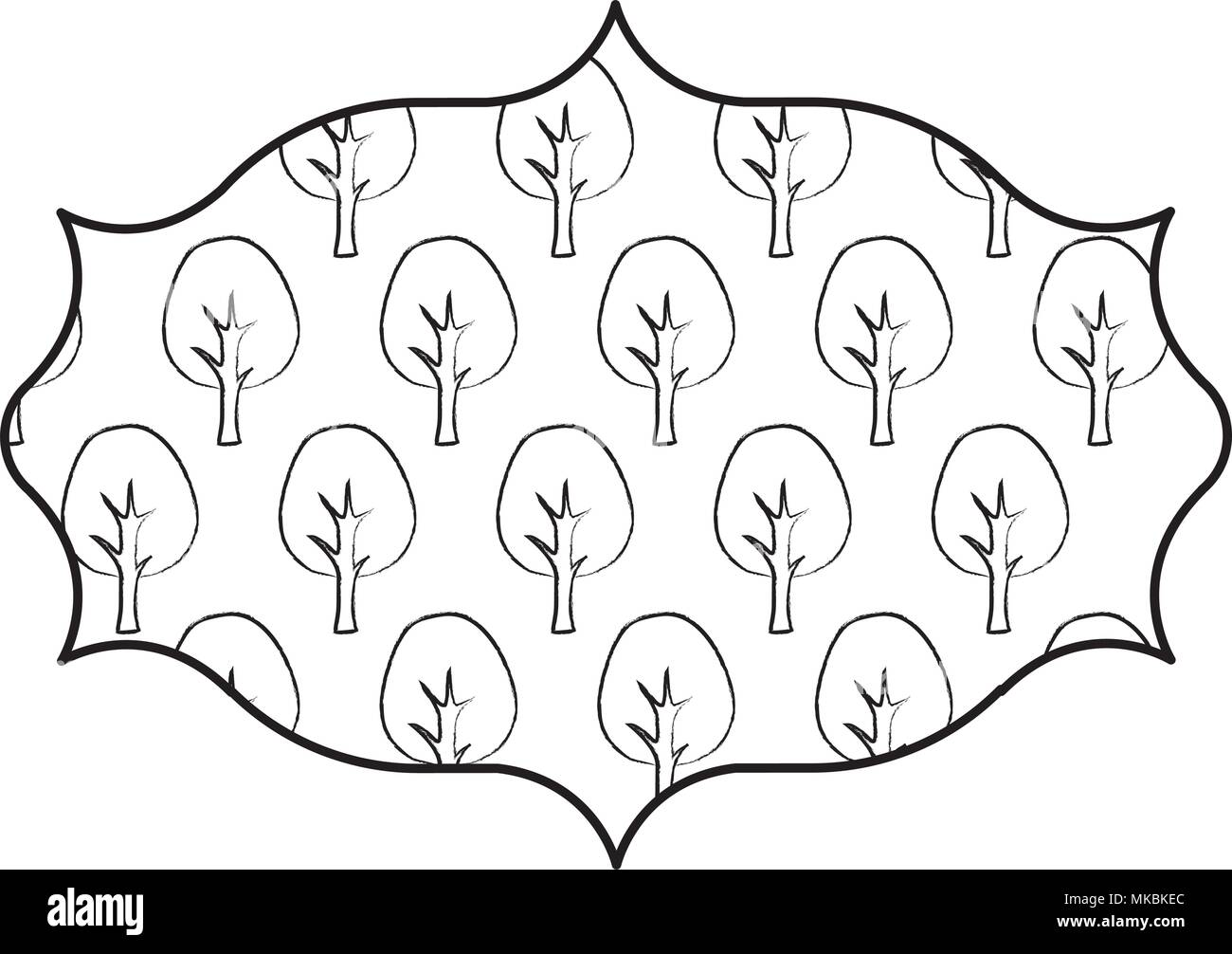 Sketch Design Of Arabic Frame With Trees Pattern Over White Background Vector Illustration Stock Vector Image Art Alamy