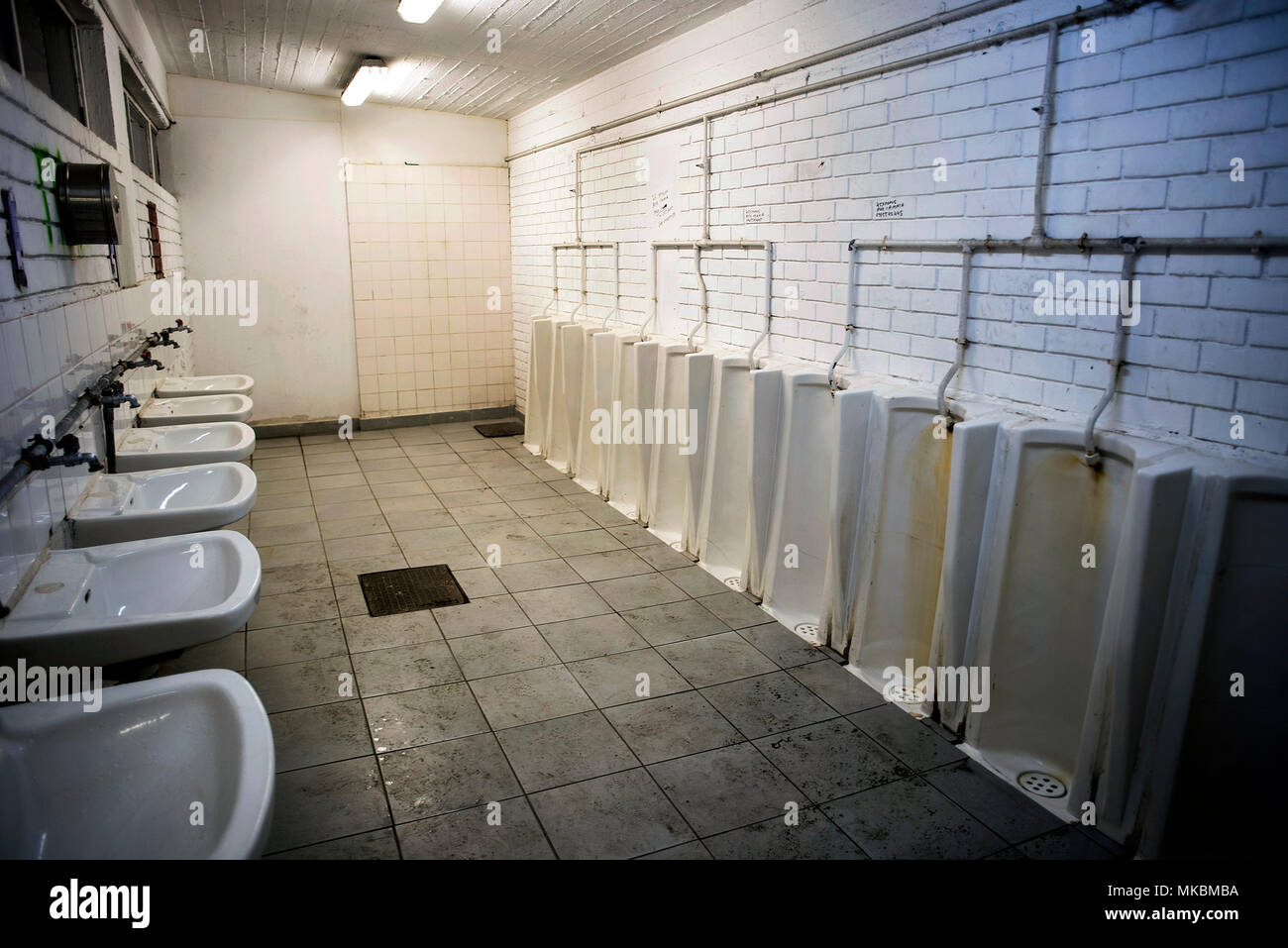 Male urinals in a public bathroom in Athens, Greece. ©Elias Verdi/Alamy