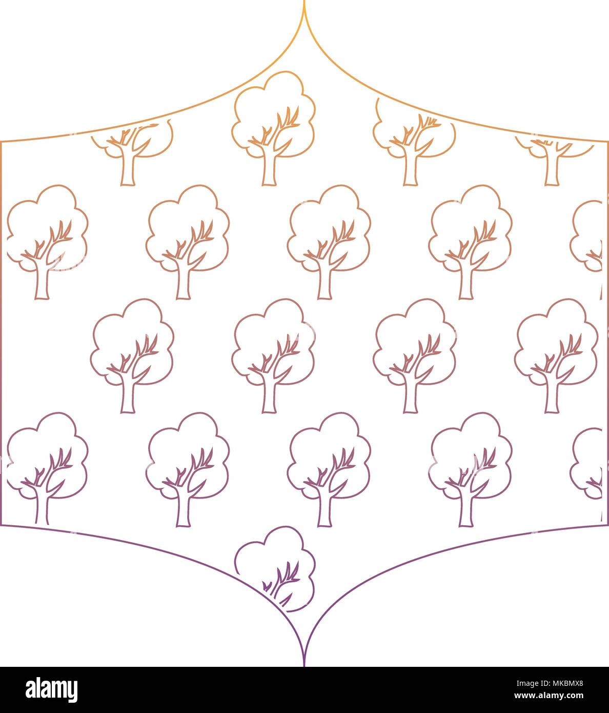 arabic frame with trees pattern over white background, colorful design ...