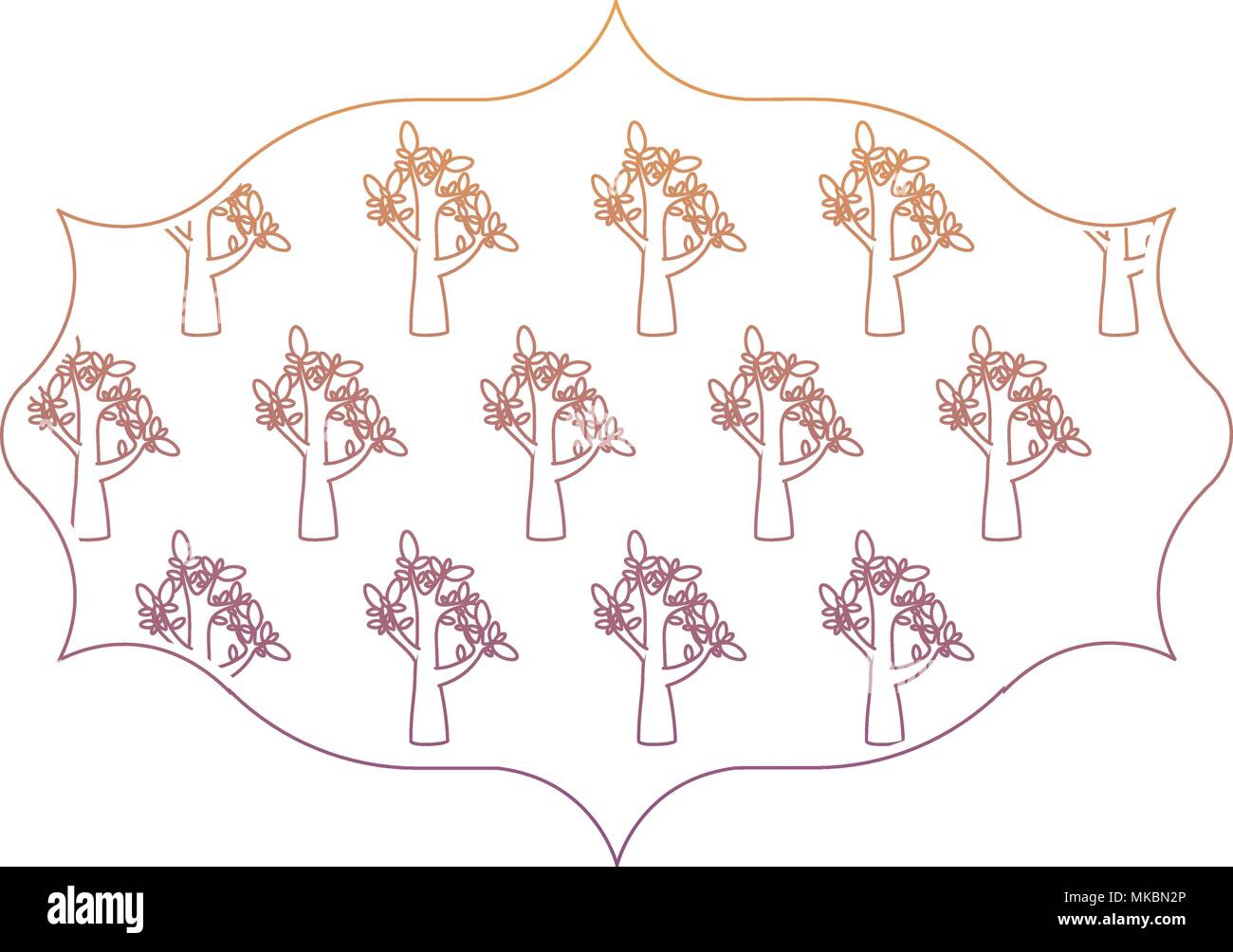 arabic frame with trees design over white background, colorful design ...