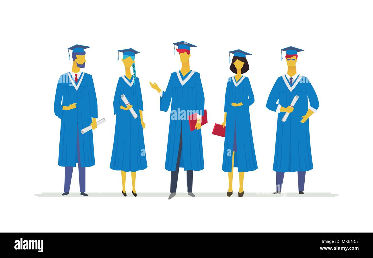 Happy graduating students - flat design style colorful illustration ...