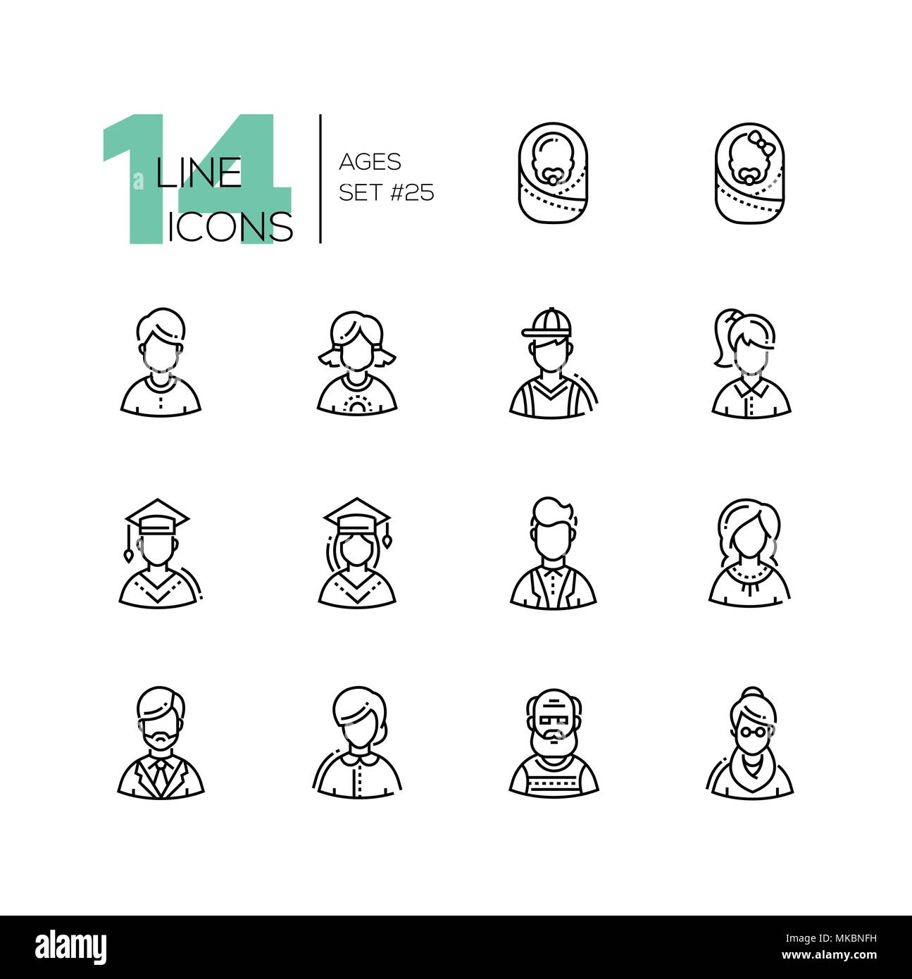 Ages - set of line design style icons Stock Vector Image & Art - Alamy