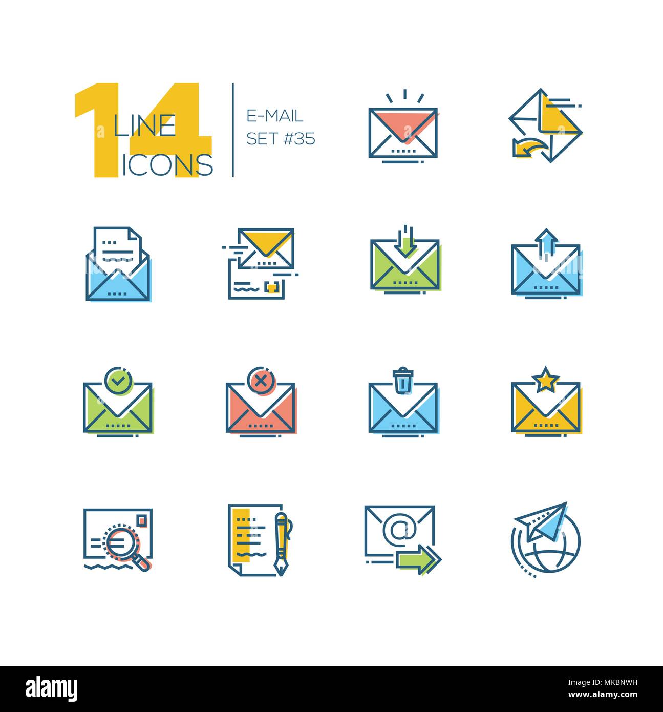 Email - set of line design style icons Stock Vector Image & Art - Alamy