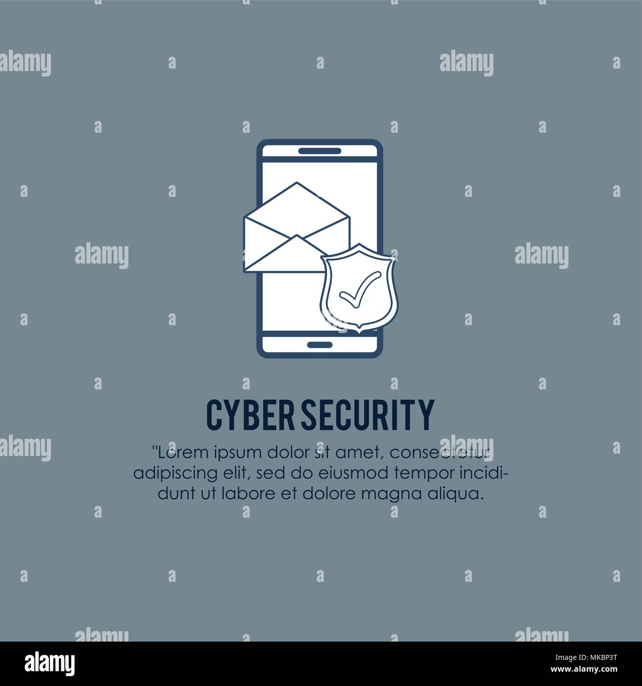 cyber security design with smartphone and related icons over gray ...