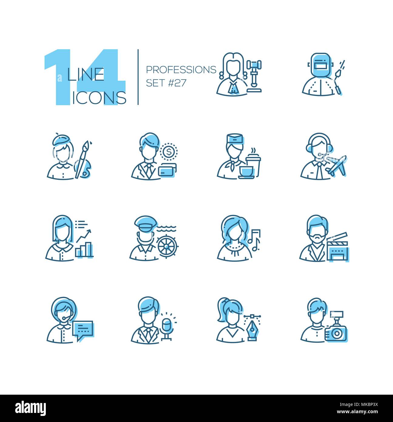 Professions - set of line design style icons Stock Vector Image & Art ...
