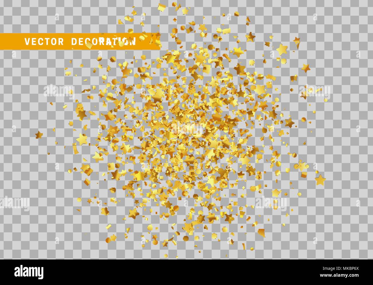 Falling shiny golden confetti isolated on transparent background ...
