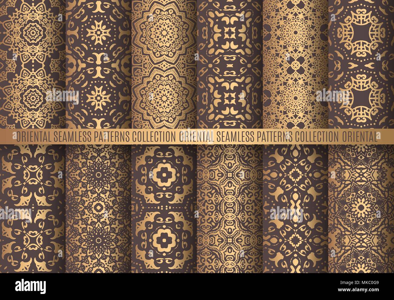 Golden Arabesque Patterns Stock Vector