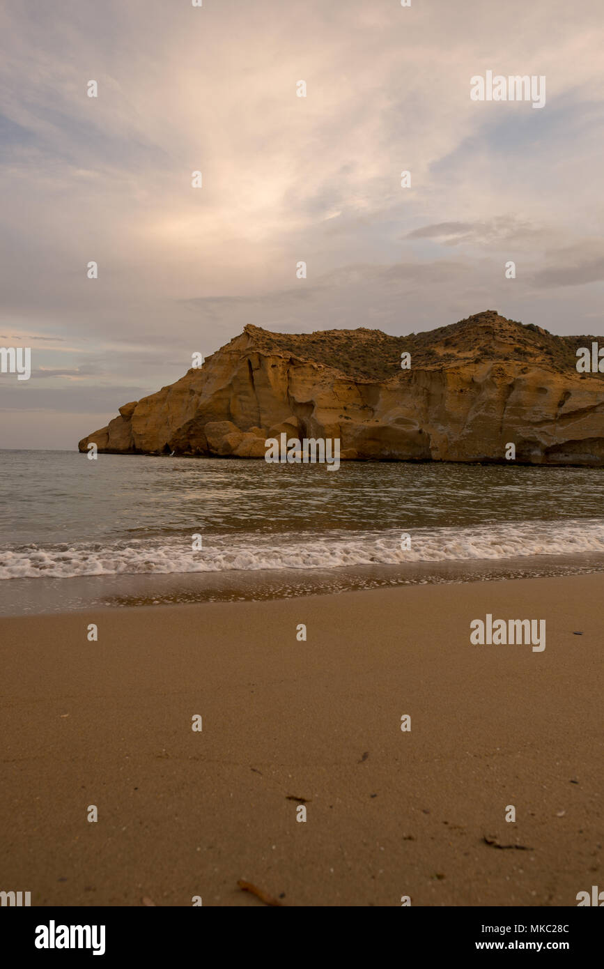 The closed cove in Aguilas at sunset, Murcia, Spain Stock Photo