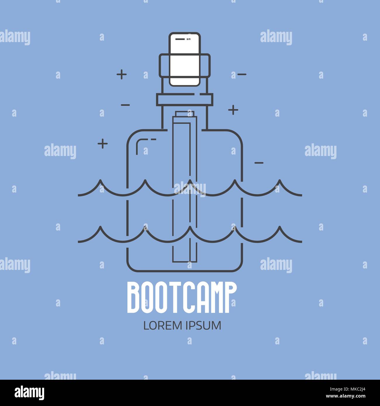 Summer Beach Bootcamp Logo Stock Vector