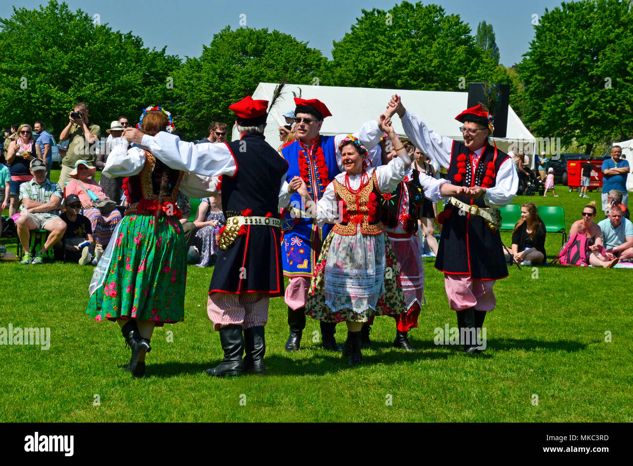 Traditional Polish dancers on Wycombe Rye during the May bank holiday weekend. England, UK Stock Photo