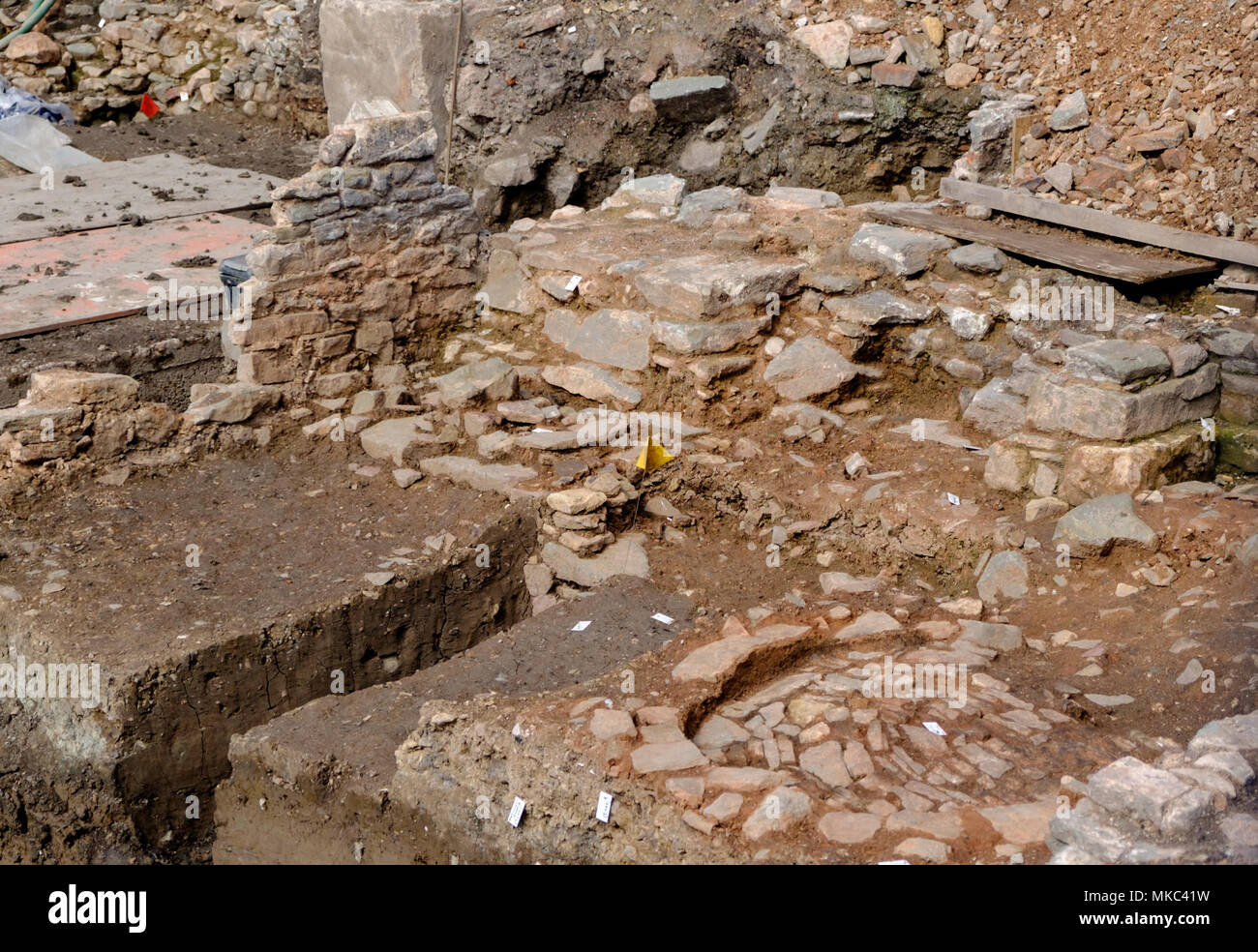 Archeological excavation in the Redcliffe quarter Bristol city center england UK Stock Photo
