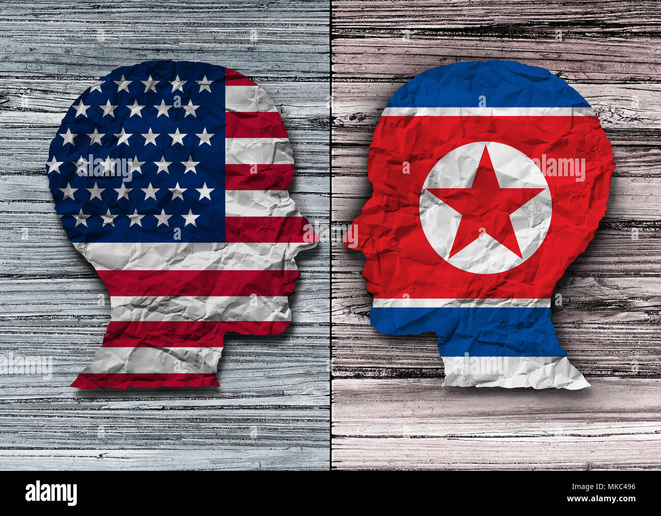 American and North Korean agreement and United States North Korea diplomacy agreement diplomatic meeting with pyongyang and washington. Stock Photo