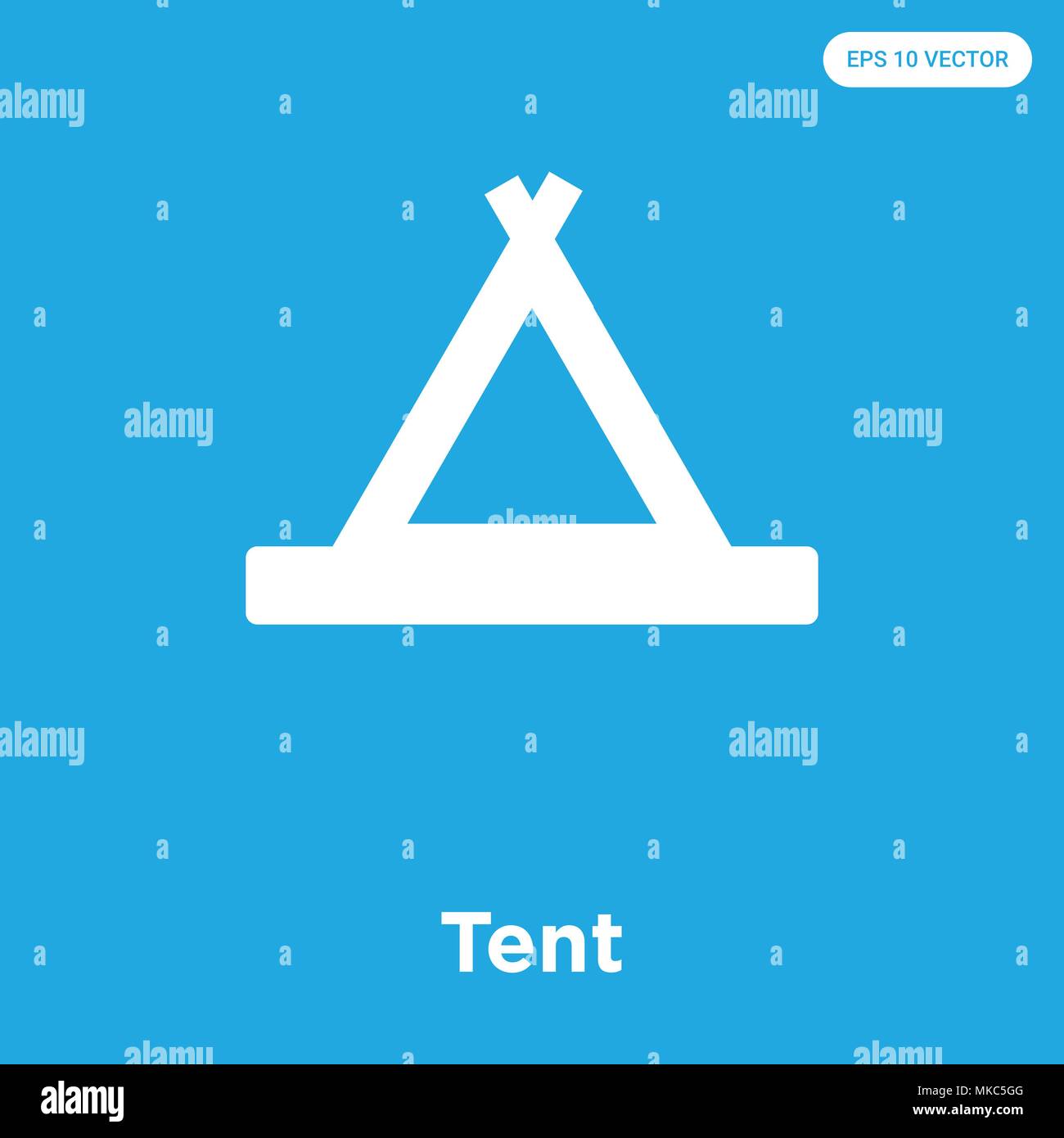 Tent vector icon isolated on blue background, sign and symbol Stock ...