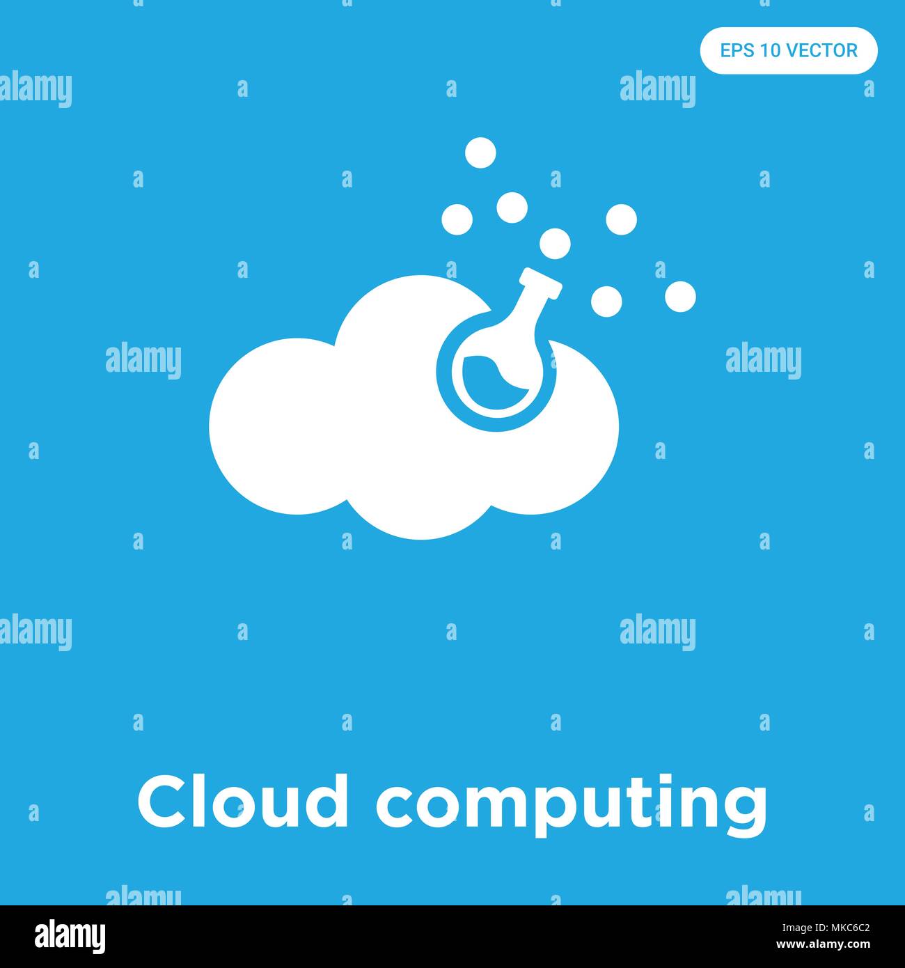Cloud computing vector icon isolated on blue background, sign and symbol Stock Vector