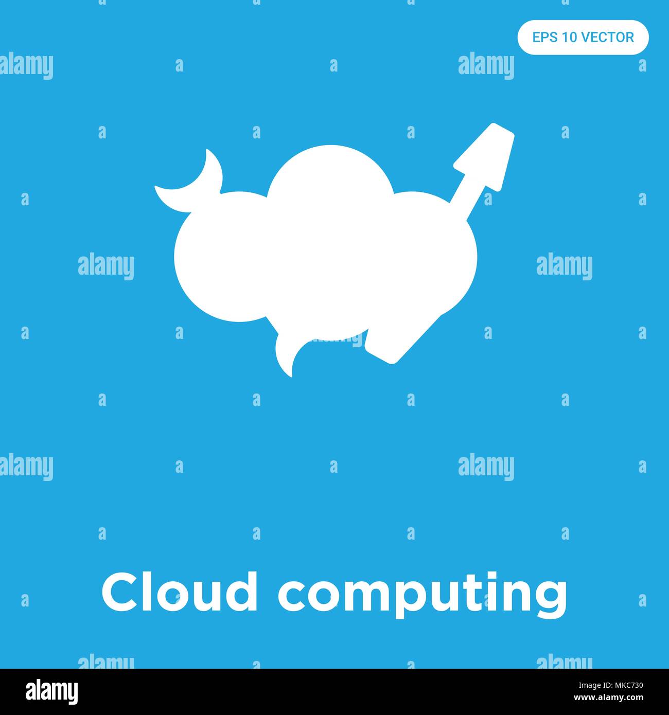 Cloud computing vector icon isolated on blue background, sign and symbol Stock Vector